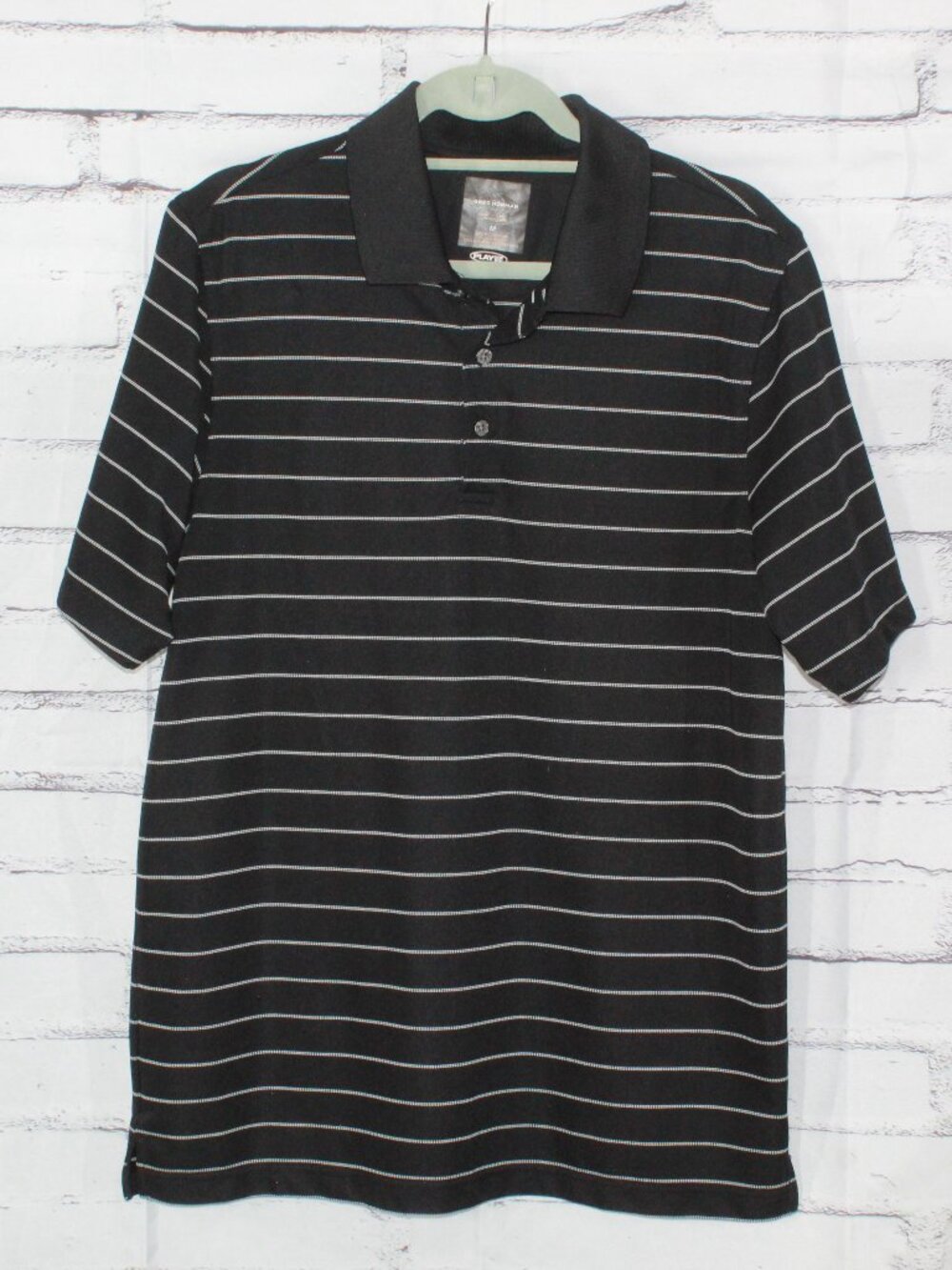 Greg Norman for Tasso Elba PlayDry Golf Polo Short Sleeve Shirt Black Size M